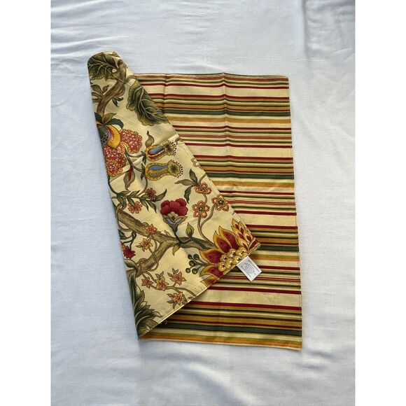 100% Cotton Flower/Paisly Table Napkins Set of Eight, Double Sided, Striped - Picture 3 of 7